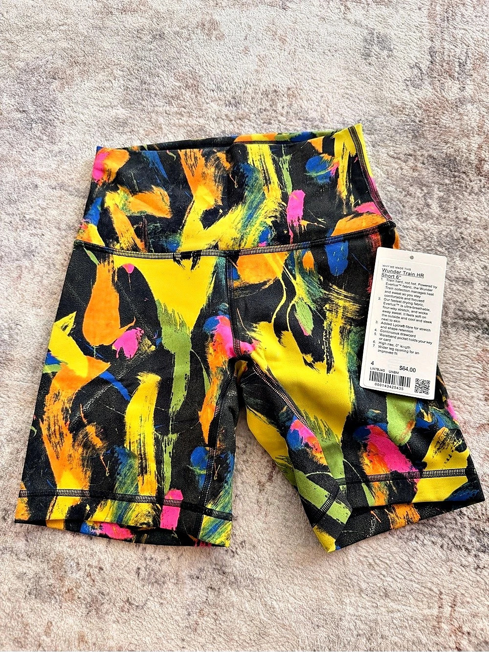 lululemon Wunder Train HR Short 6" Abstract Print Bike Shorts | Size 4 | NWT